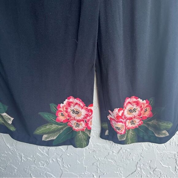 DESIGUAL Palazzo Pant Women Small Pull On Wide Leg Flower Casual Boho Resort - Picture 8 of 11